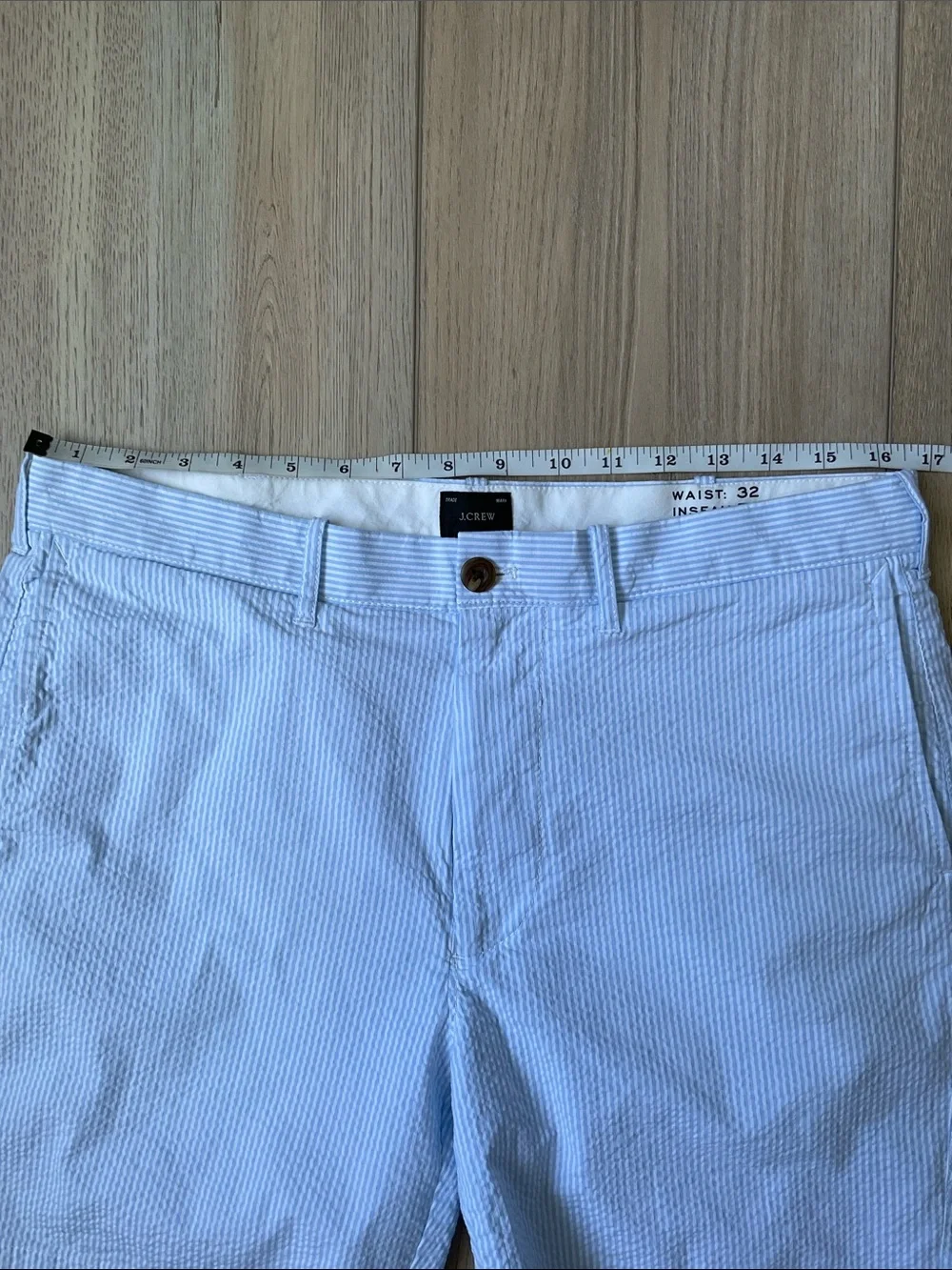 J. Crew 7” Stretch Seersucker Shorts Size 32 (Actually 33) Preppy Coastal Casual